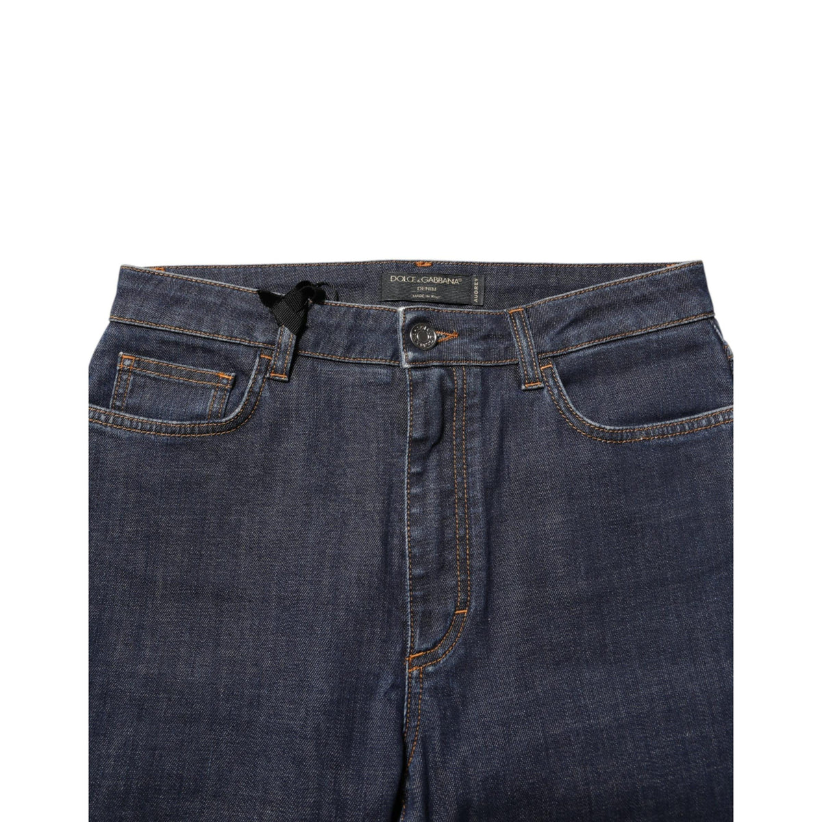 Dolce & Gabbana Blue Queen Patch AUDREY Mid Waist Denim Jeans