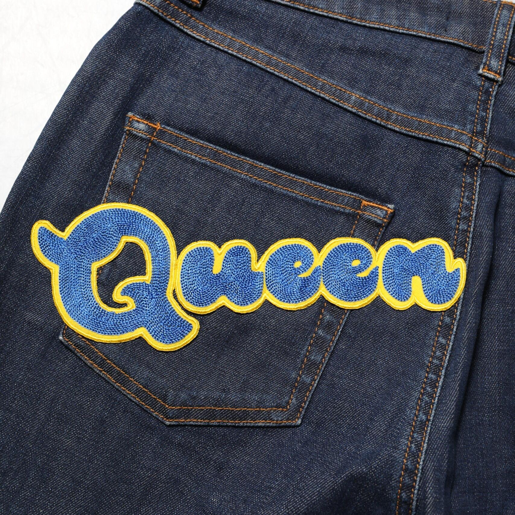 Dolce & Gabbana Blue Queen Patch AUDREY Mid Waist Denim Jeans