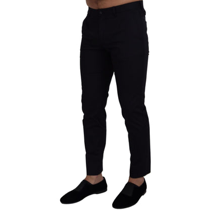 Dolce & Gabbana Blue Stretch Cotton Slim Trousers Chinos Pants