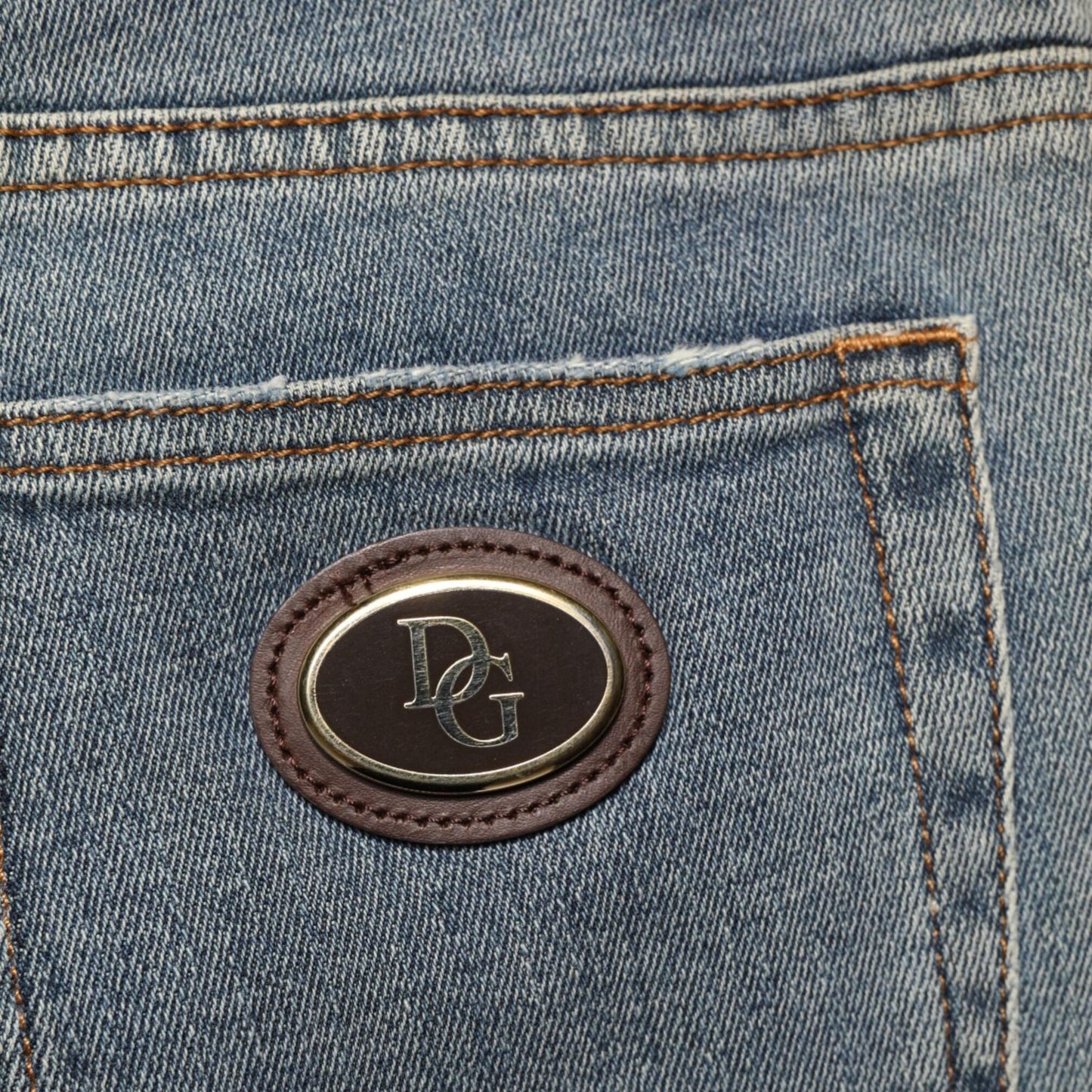 Dolce & Gabbana Blue Two Tone Cotton Men Skinny Denim Jeans