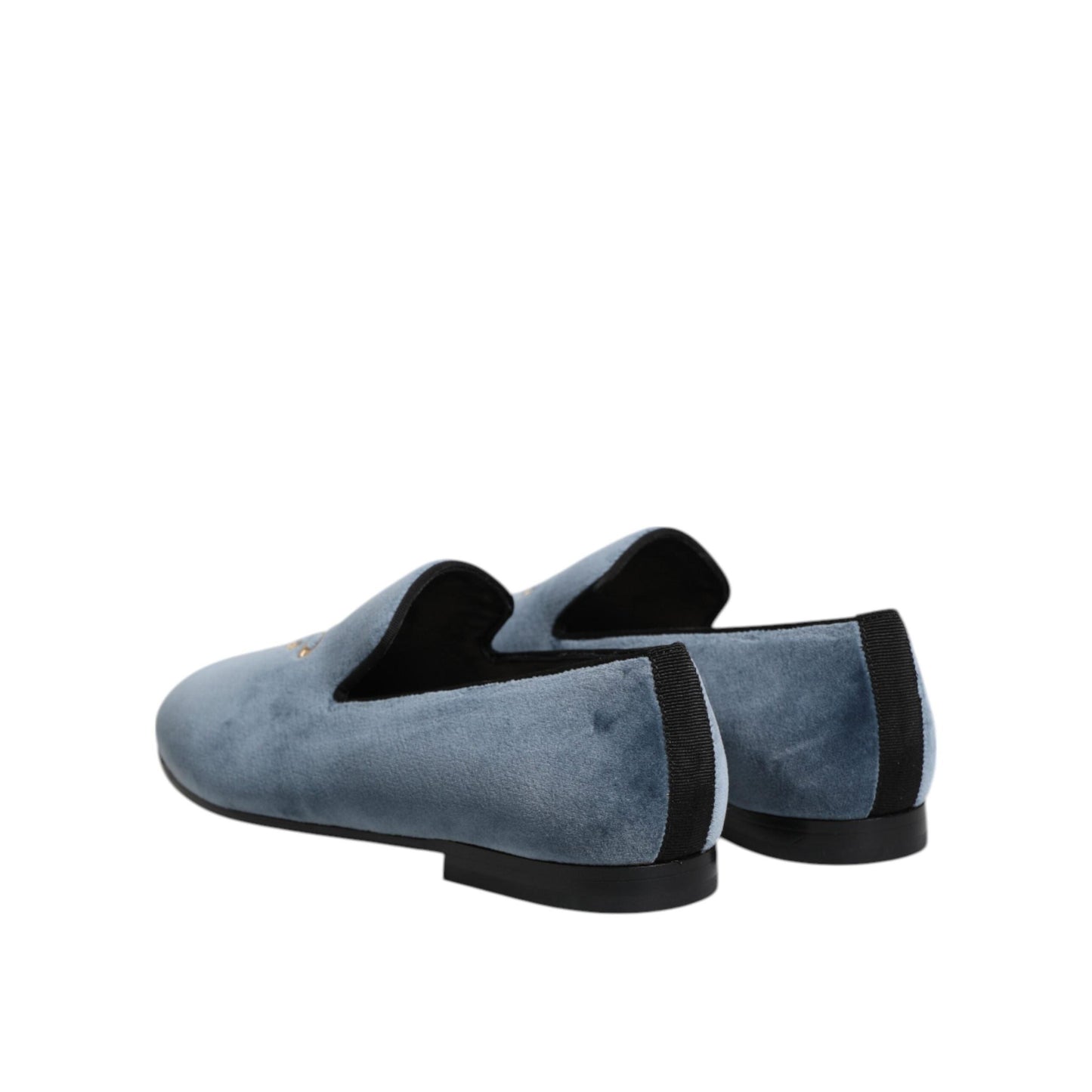 Dolce & Gabbana Blue Velvet DG Logo Loafers Formal Shoes
