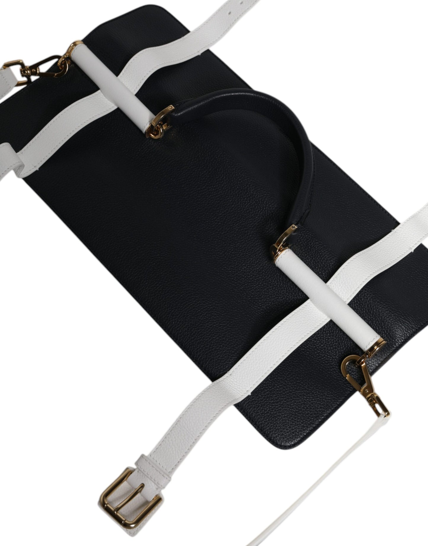 Dolce & Gabbana Blue White Calfskin Leather Crossbody Shoulder Bag