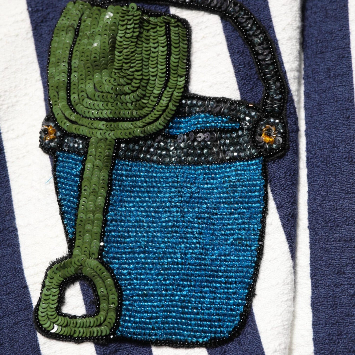 Dolce & Gabbana Blue White Striped Embroidered A-line Dress