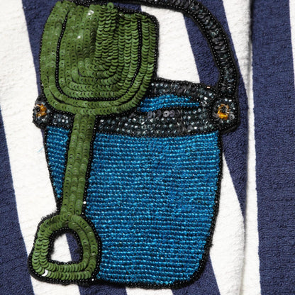 Dolce & Gabbana Blue White Striped Embroidered A-line Dress