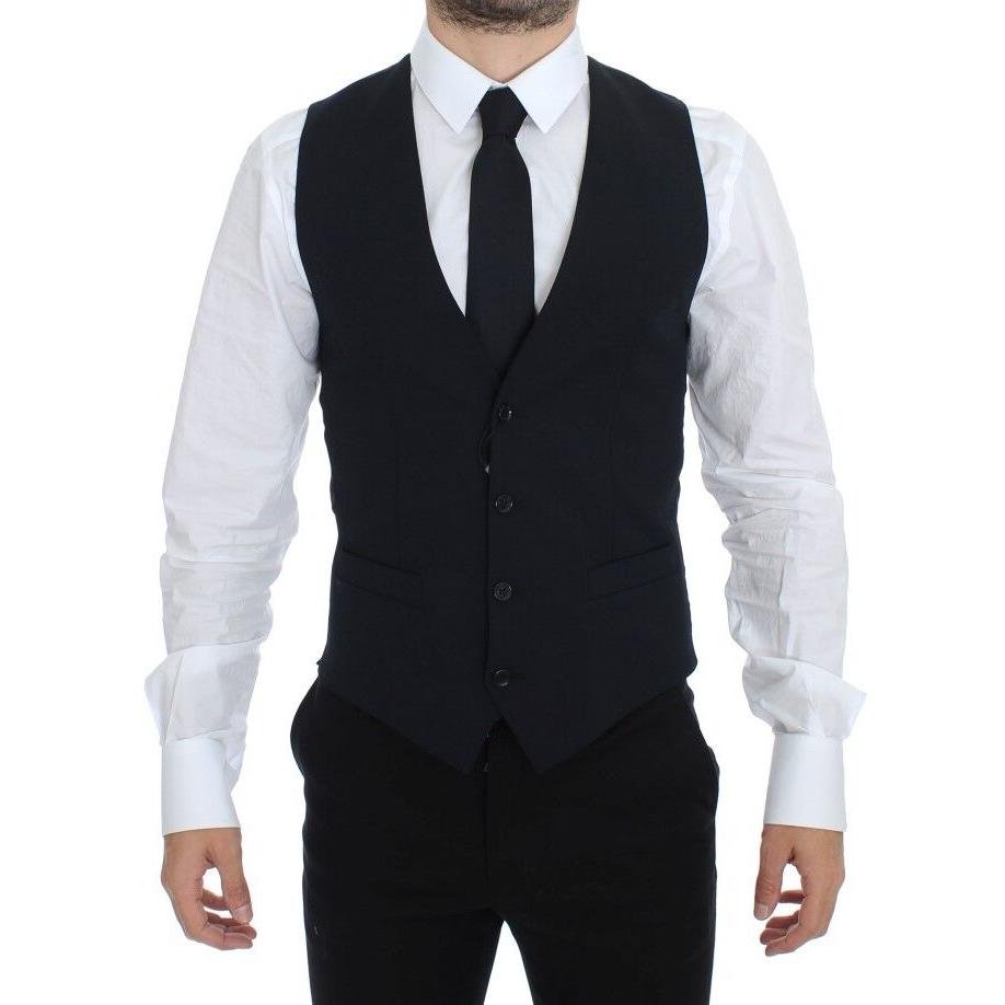 Dolce & Gabbana Blue Wool Formal Dress Vest Gilet