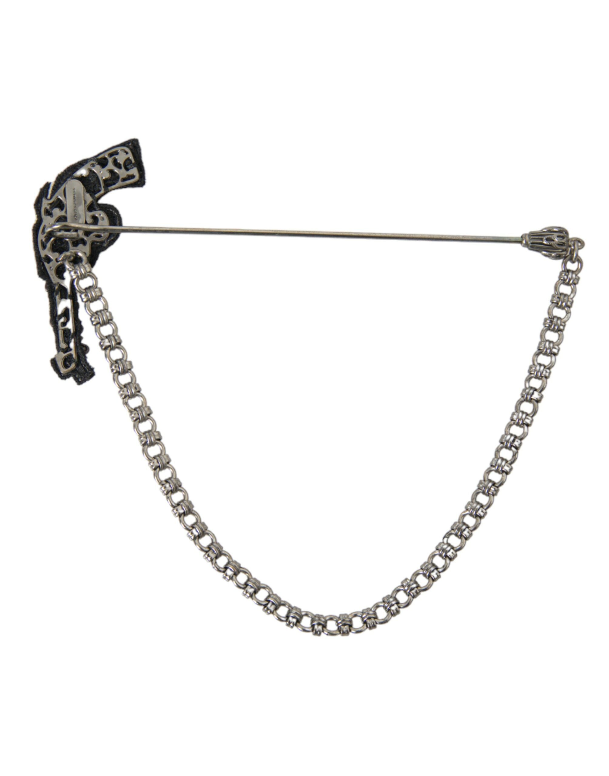 Dolce & Gabbana Brass Copper Silk Revolver Gun Herre Brooch Lapel Pin-Modeoutlet