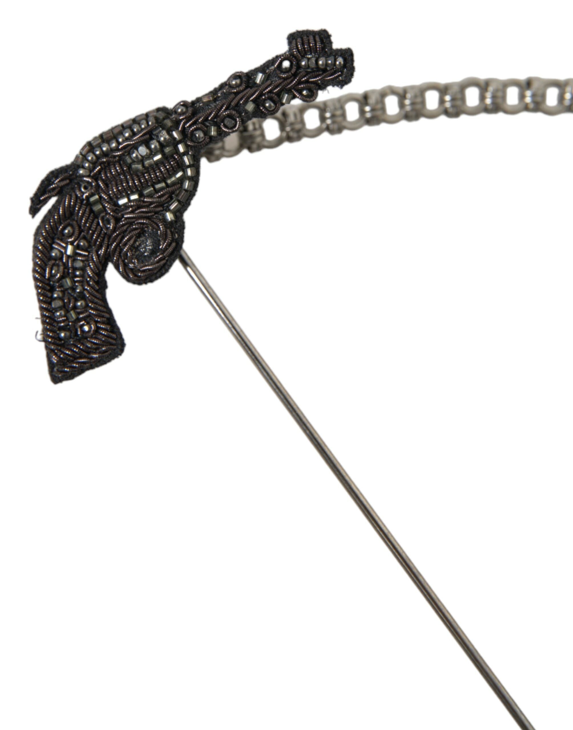 Dolce & Gabbana Brass Copper Silk Revolver Gun Herre Brooch Lapel Pin-Modeoutlet