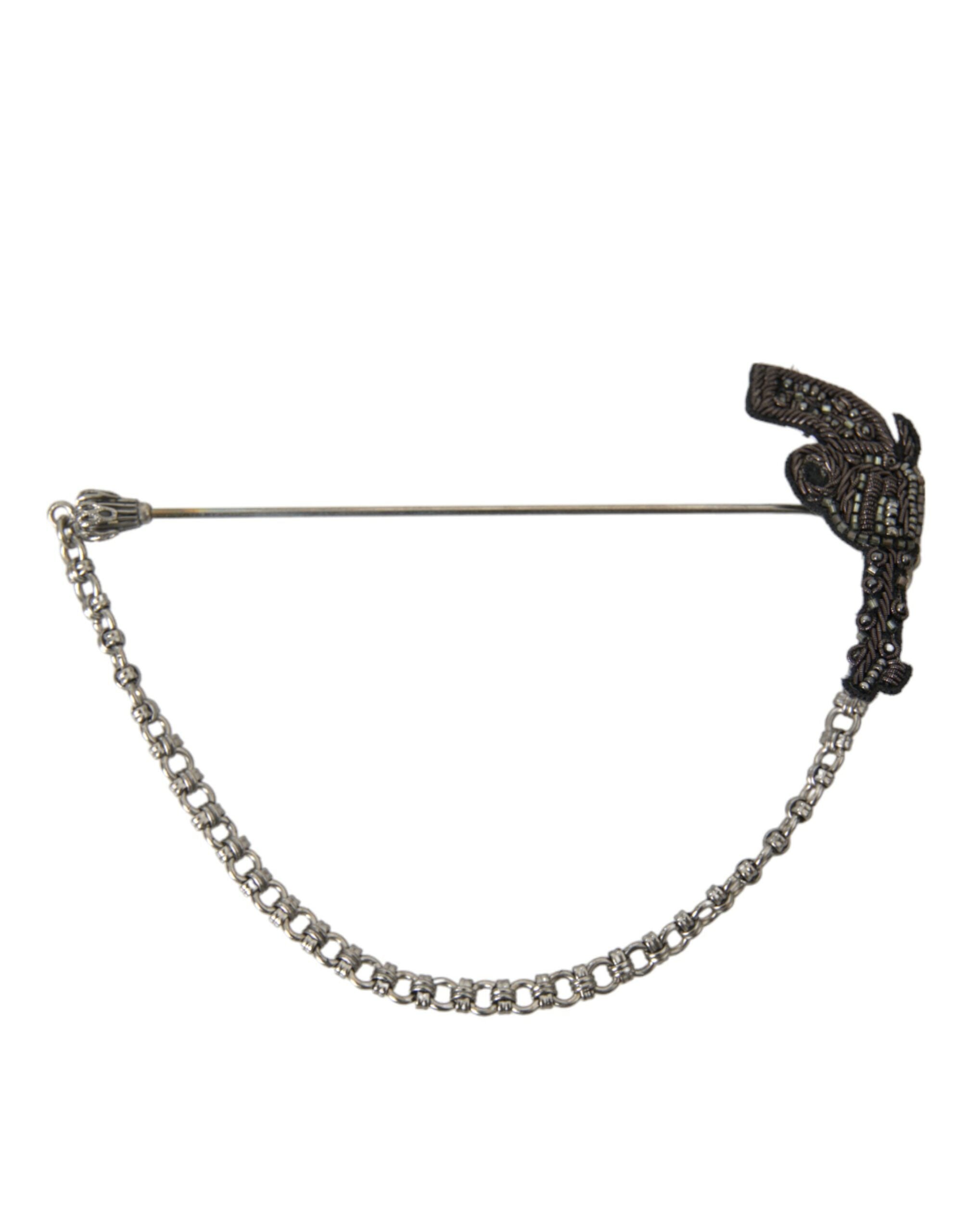 Dolce & Gabbana Brass Copper Silk Revolver Gun Herre Brooch Lapel Pin-Modeoutlet