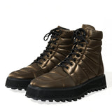 Dolce & Gabbana Bronze Plateau Padded Boots with DG Logo Plate-Modeoutlet