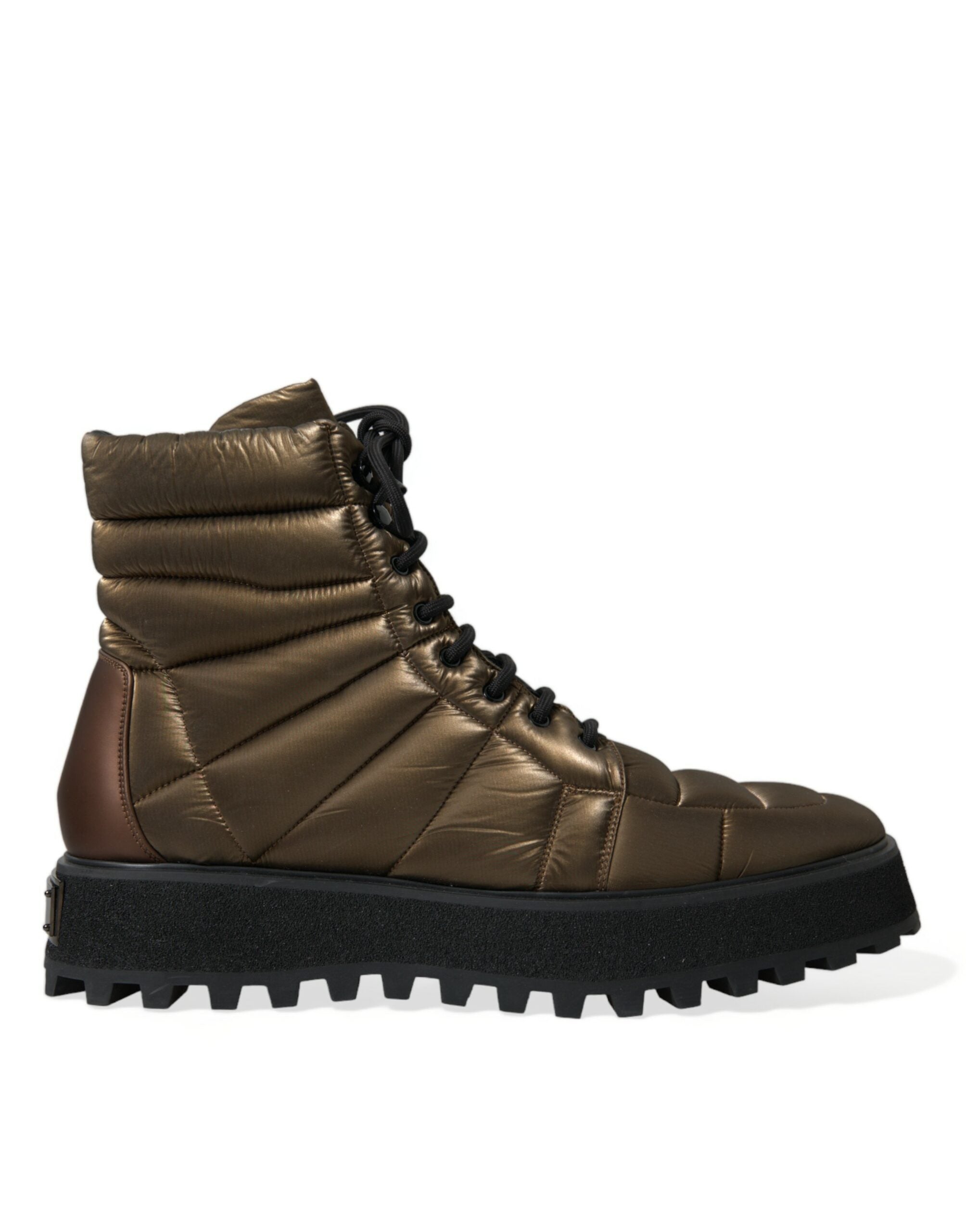Dolce & Gabbana Bronze Plateau Padded Boots with DG Logo Plate-Modeoutlet