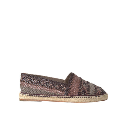 Dolce & Gabbana Brown Buffalo Leather Espadrille Flats Shoes