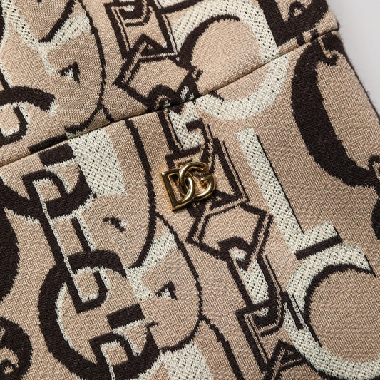 Dolce & Gabbana Brown DG Logo Chain Short-Sleeve Sheath Dress