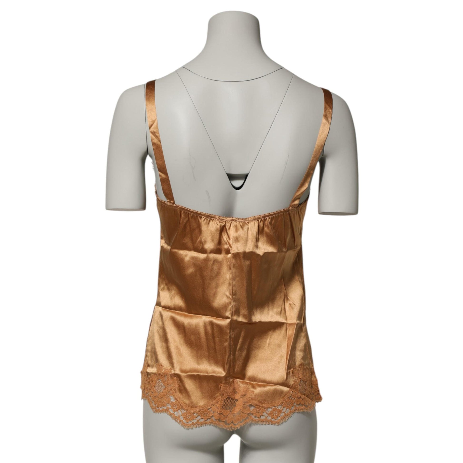 Dolce & Gabbana Brown Floral Lace Silk Satin Tank Lingerie Underwear