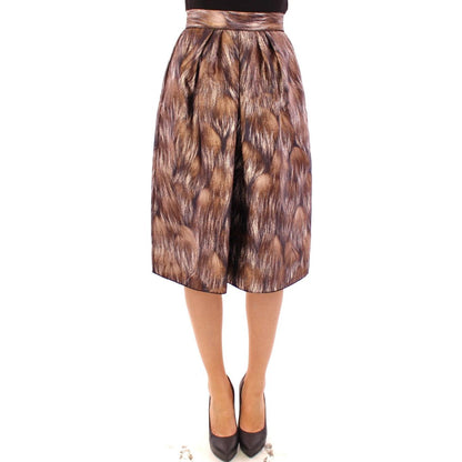 Dolce & Gabbana Brown Floral Silk Straight Full Skirt