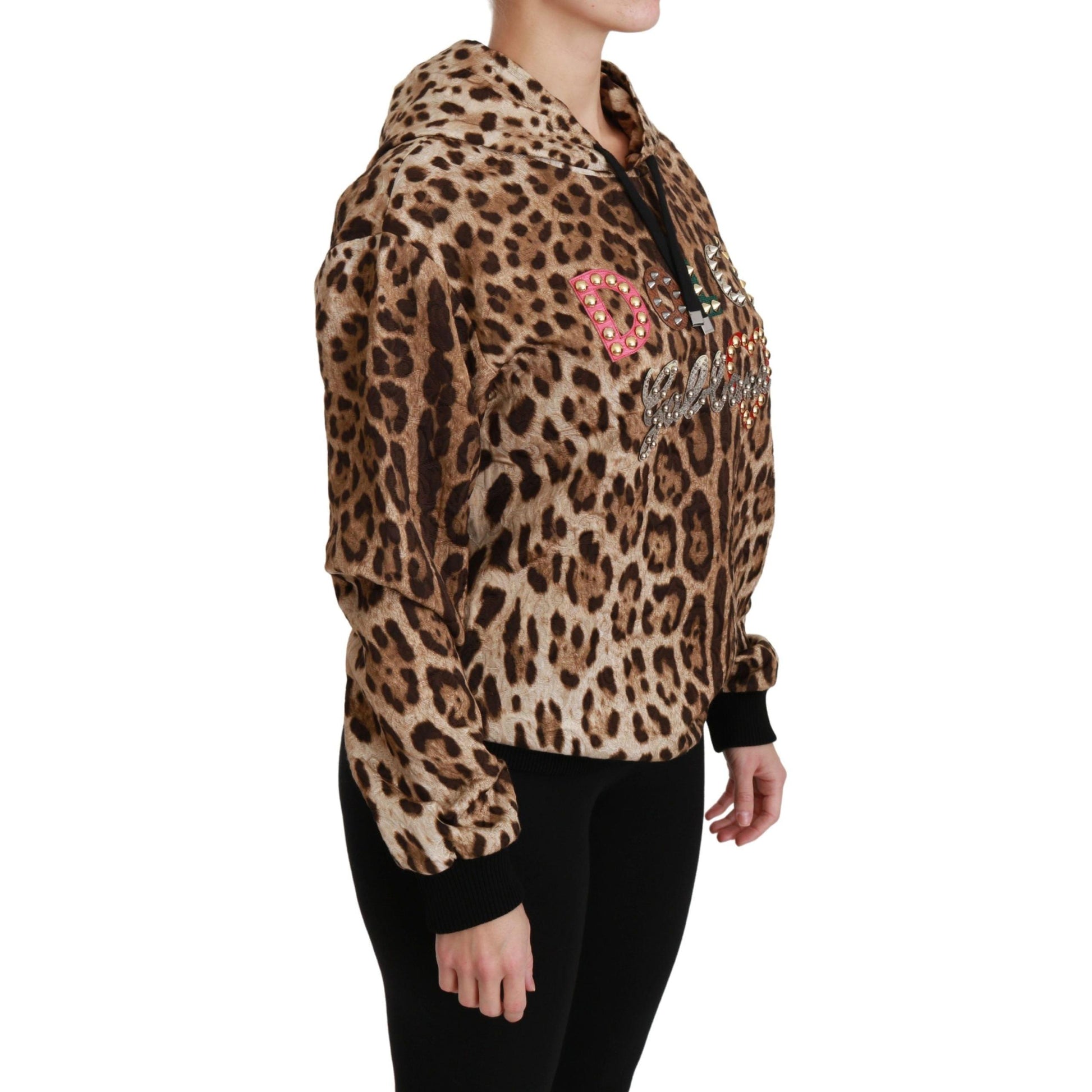 Dolce & Gabbana Brown Hooded Studded Ayers Leopard Sweater
