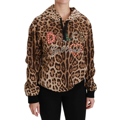 Dolce & Gabbana Brown Hooded Studded Ayers Leopard Sweater