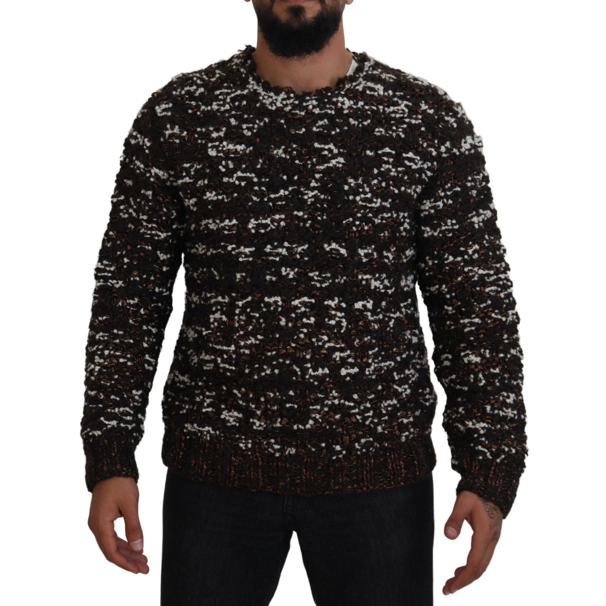 Dolce & Gabbana Brown Knitted Wool Fatto A Mano Sweater