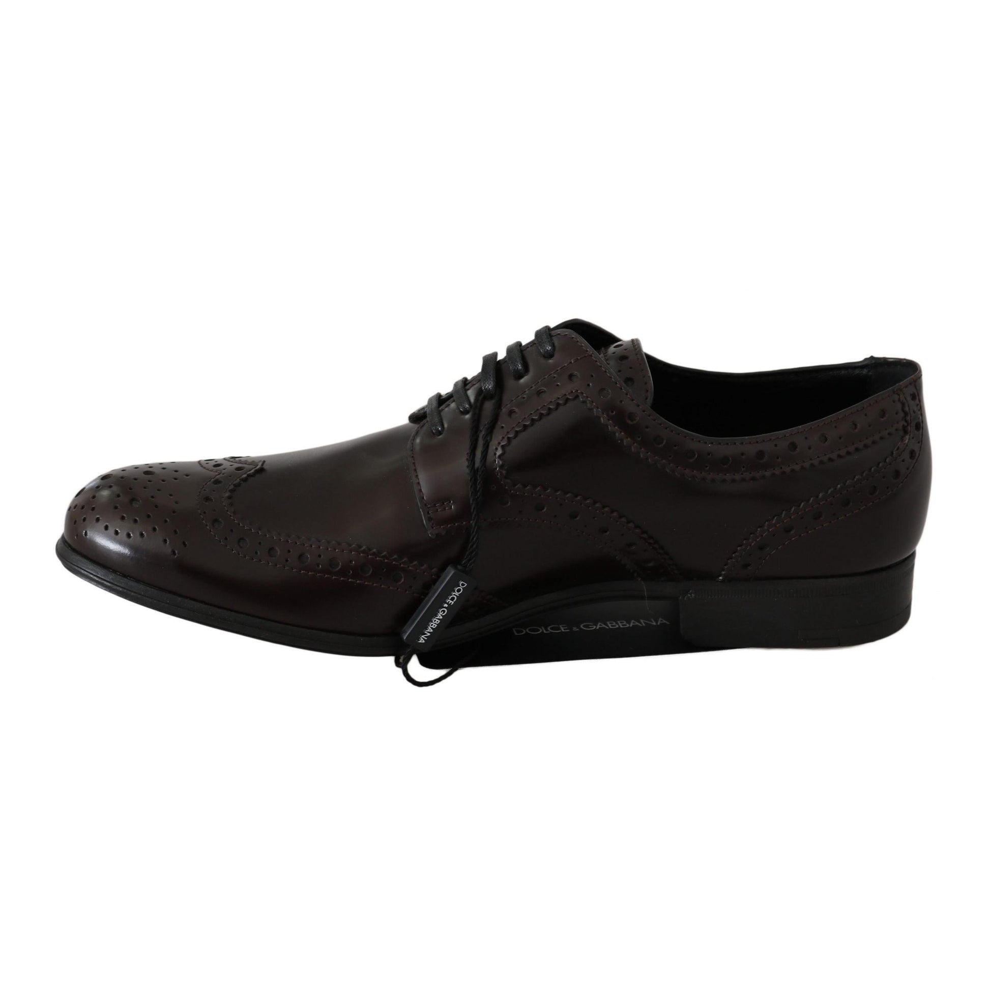 Dolce & Gabbana Brown Leather Broques Oxford Wingtip Shoes