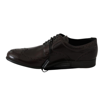 Dolce & Gabbana Brown Leather Broques Oxford Wingtip Shoes