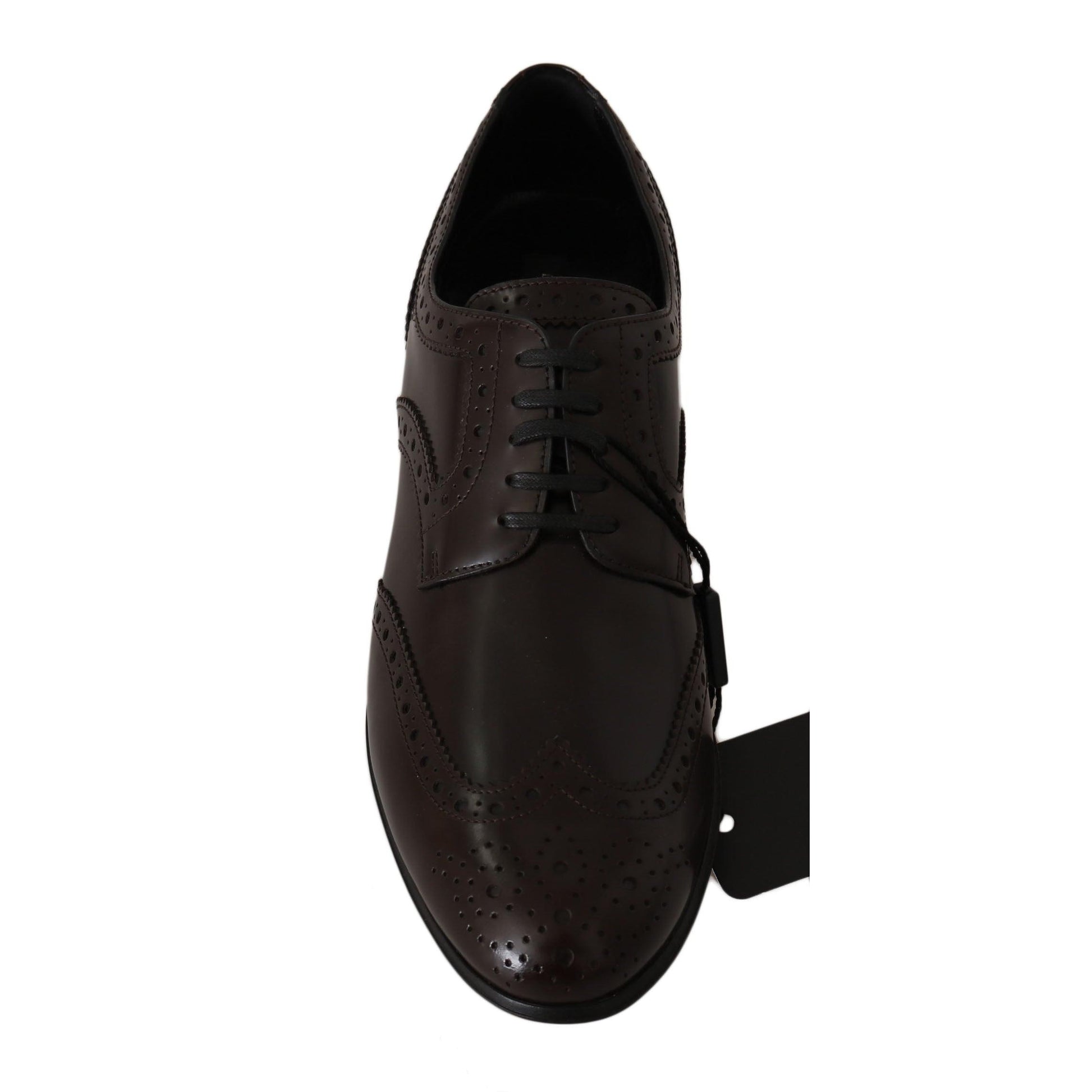 Dolce & Gabbana Brown Leather Broques Oxford Wingtip Shoes