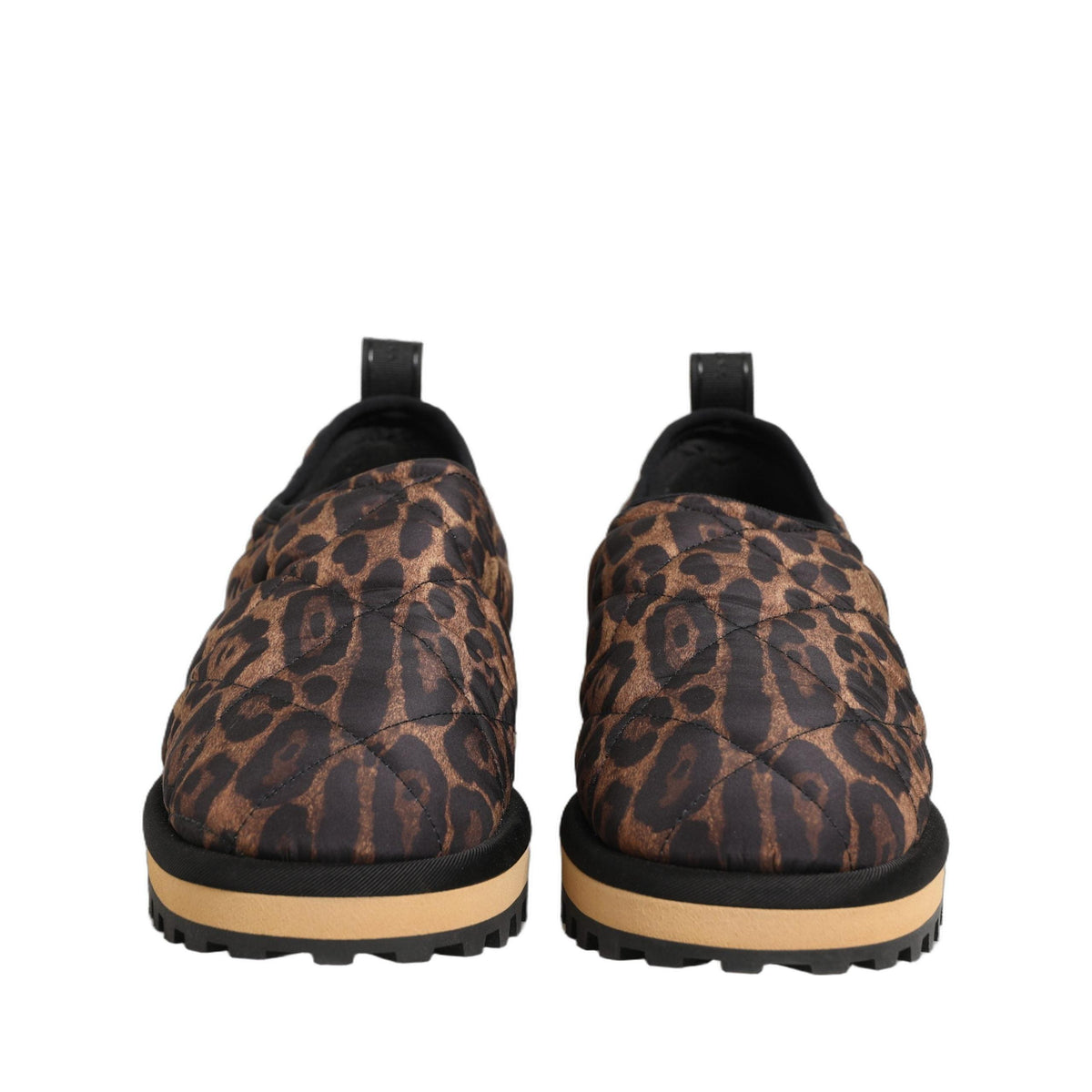 Dolce & Gabbana Brown Leopard Print Quilted Men Sneakers Shoes