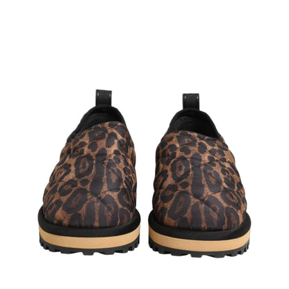 Dolce & Gabbana Brown Leopard Print Quilted Men Sneakers Shoes