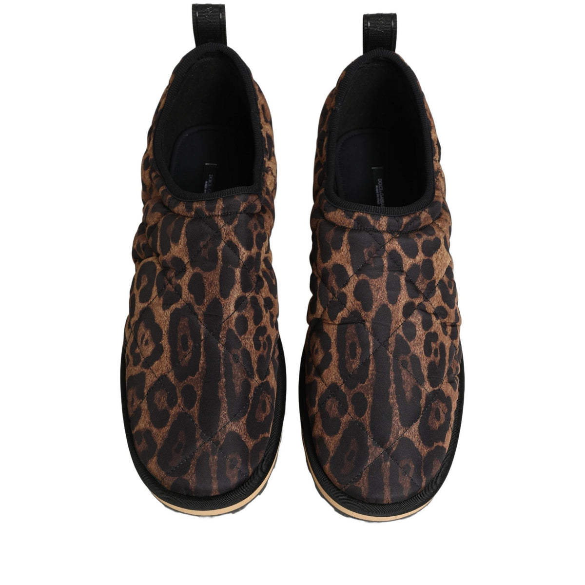 Dolce & Gabbana Brown Leopard Print Quilted Men Sneakers Shoes
