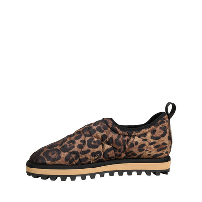 Dolce & Gabbana Brown Leopard Print Quilted Men Sneakers Shoes