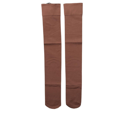 Dolce & Gabbana Brown Nylon Stretch Over The Calf Stockings Socks