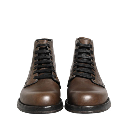 Dolce & Gabbana Brown Perugino Leather Men Ankle Boots Shoes