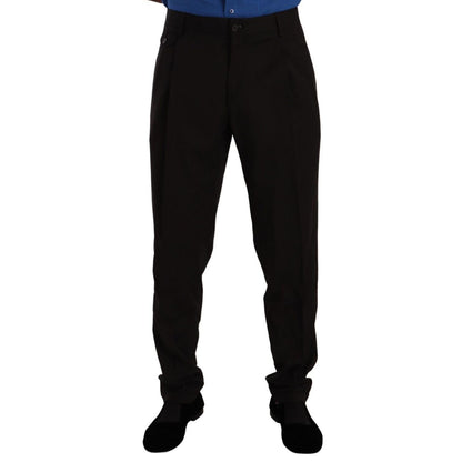 Dolce & Gabbana Brown Wool Skinny Formal Dress Pants