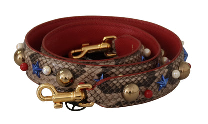 Dolce & Gabbana Brun Python Læder Studded Skulder Strap