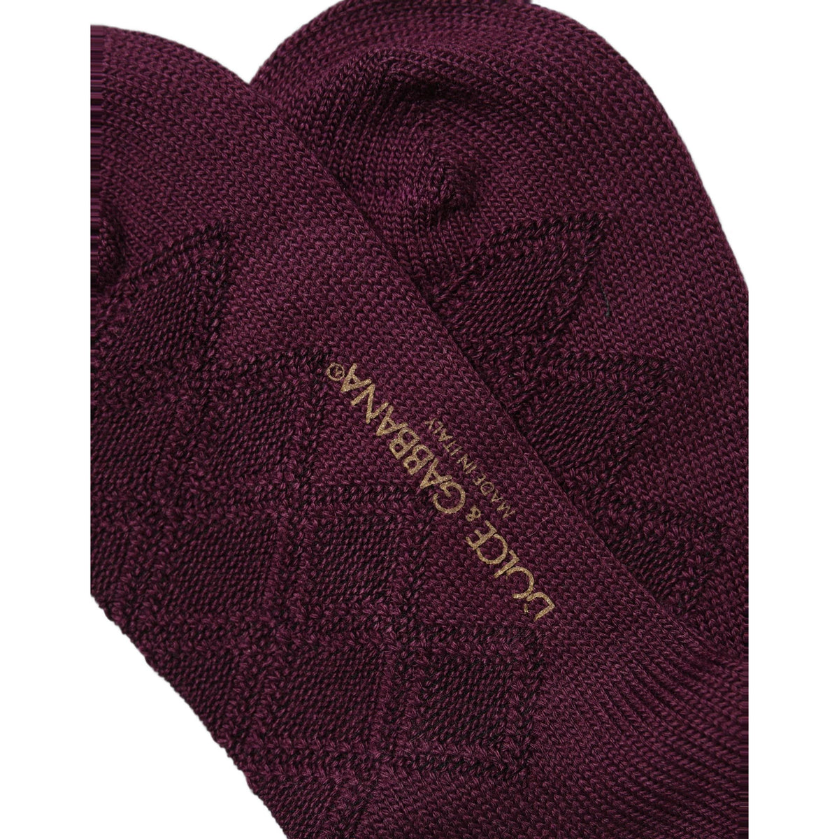 Dolce & Gabbana Burgundy Wool Crest Logo Knee High Accessory Socks