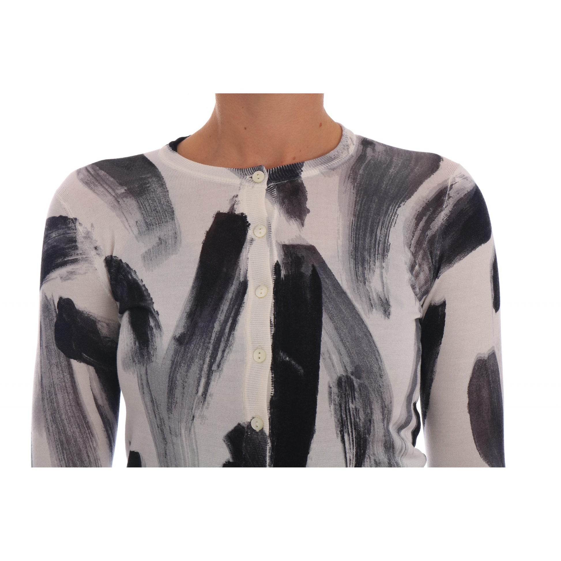 Dolce & Gabbana Cardigan Lightweight Silk Paint Stroke Sweater