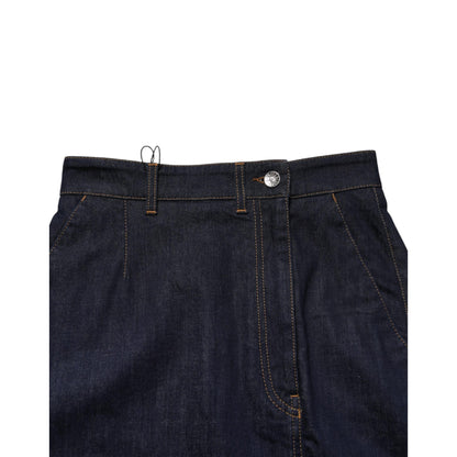 Dolce & Gabbana Dark Blue Cotton A-line Denim Midi Skirt