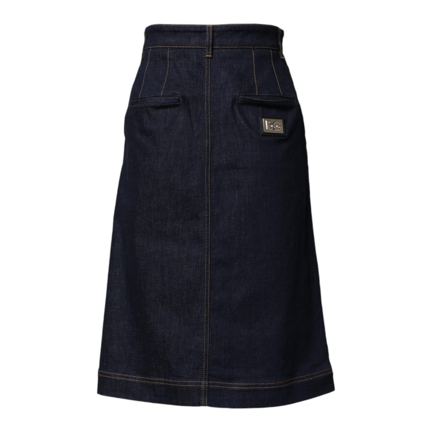 Dolce & Gabbana Dark Blue Cotton A-line Denim Midi Skirt