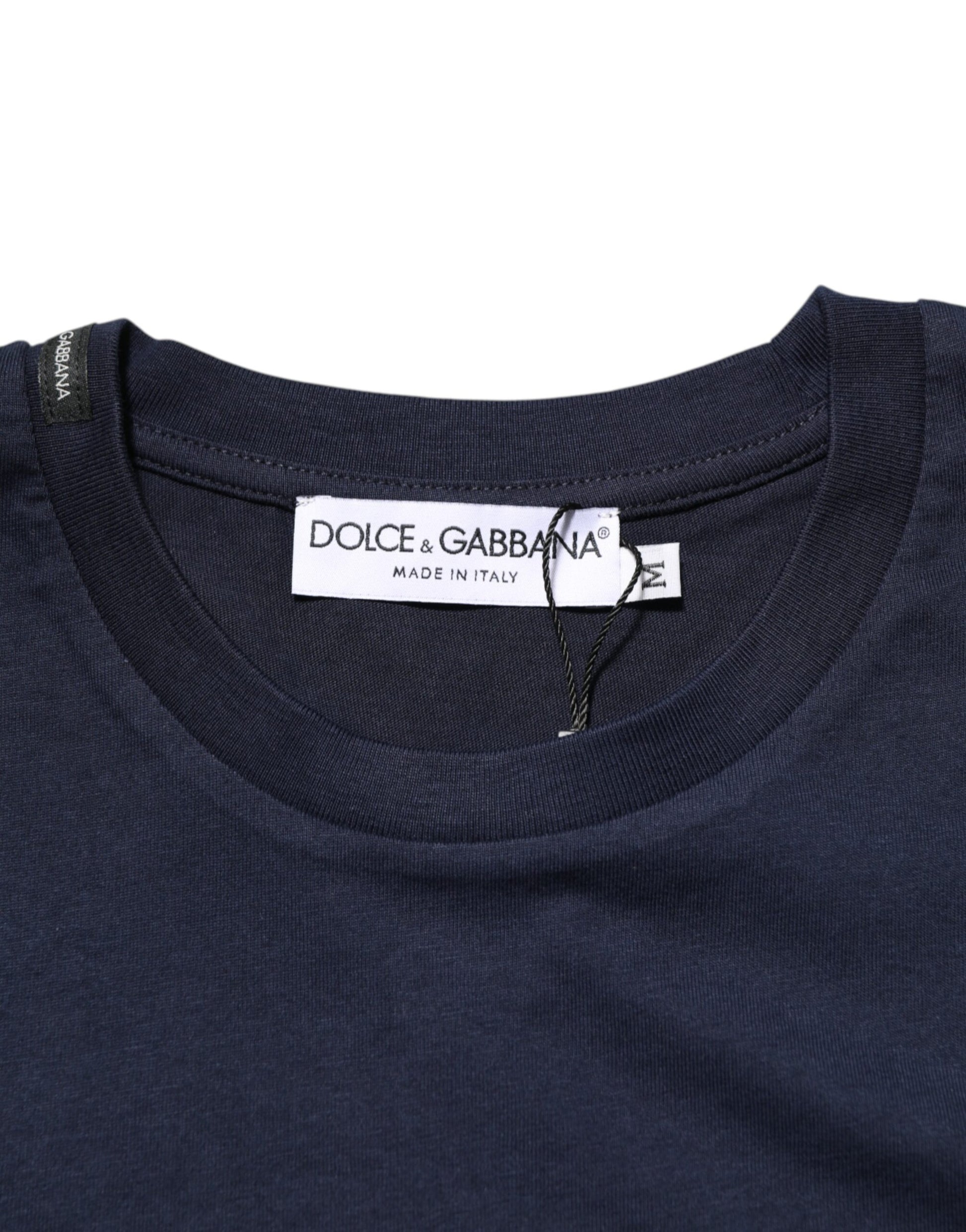Dolce & Gabbana Dark Blue Cotton DG Logo Print Men’s Top T-shirt