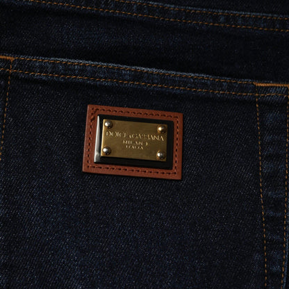 Dolce & Gabbana Dark Blue Cotton Stretch Skinny Denim Jeans