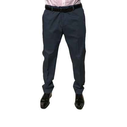 Dolce & Gabbana Dark Blue Cotton Stretch Skinny Men Dress Pants