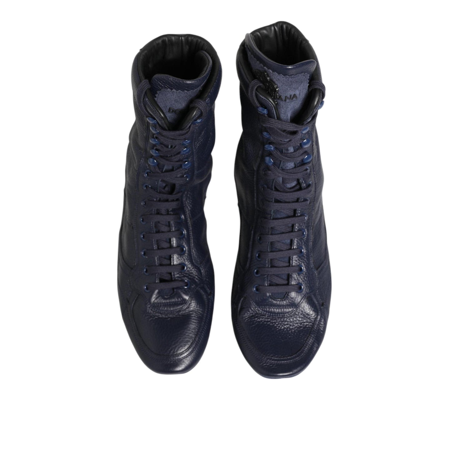 Dolce & Gabbana Dark Blue Deer Leather Mid Calf Boots Shoes
