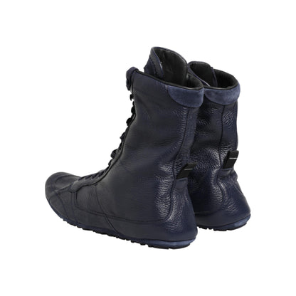 Dolce & Gabbana Dark Blue Deer Leather Mid Calf Boots Shoes