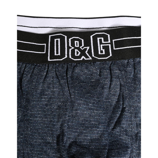 Dolce & Gabbana Dark Blue Logo Cotton Regular Boxer Underwear