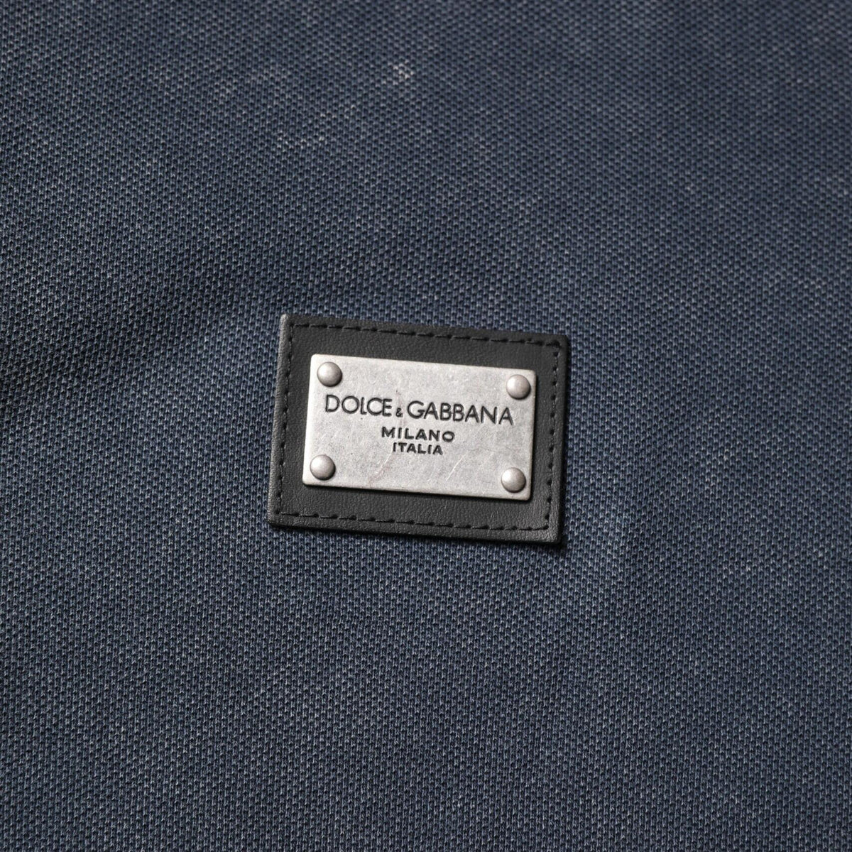 Dolce & Gabbana Dark Blue Logo Plaque Cotton Men Polo Shirt T-shirt