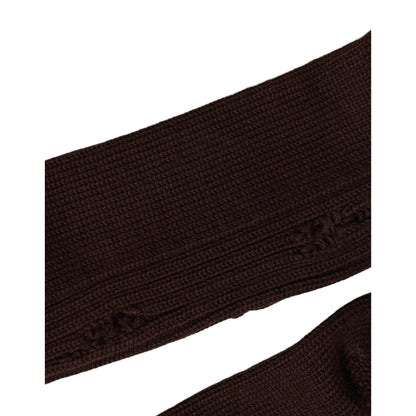 Dolce & Gabbana Dark Brown Cotton Distressed Mid Calf Accessory Socks