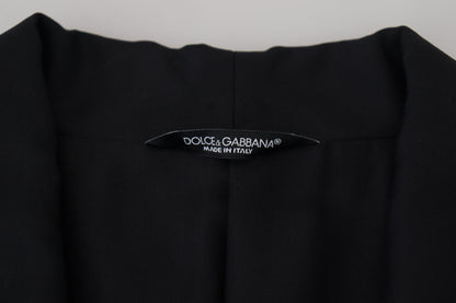 Dolce & Gabbana Dark Gray Robe Striped DG Patch Jacket Men Blazer