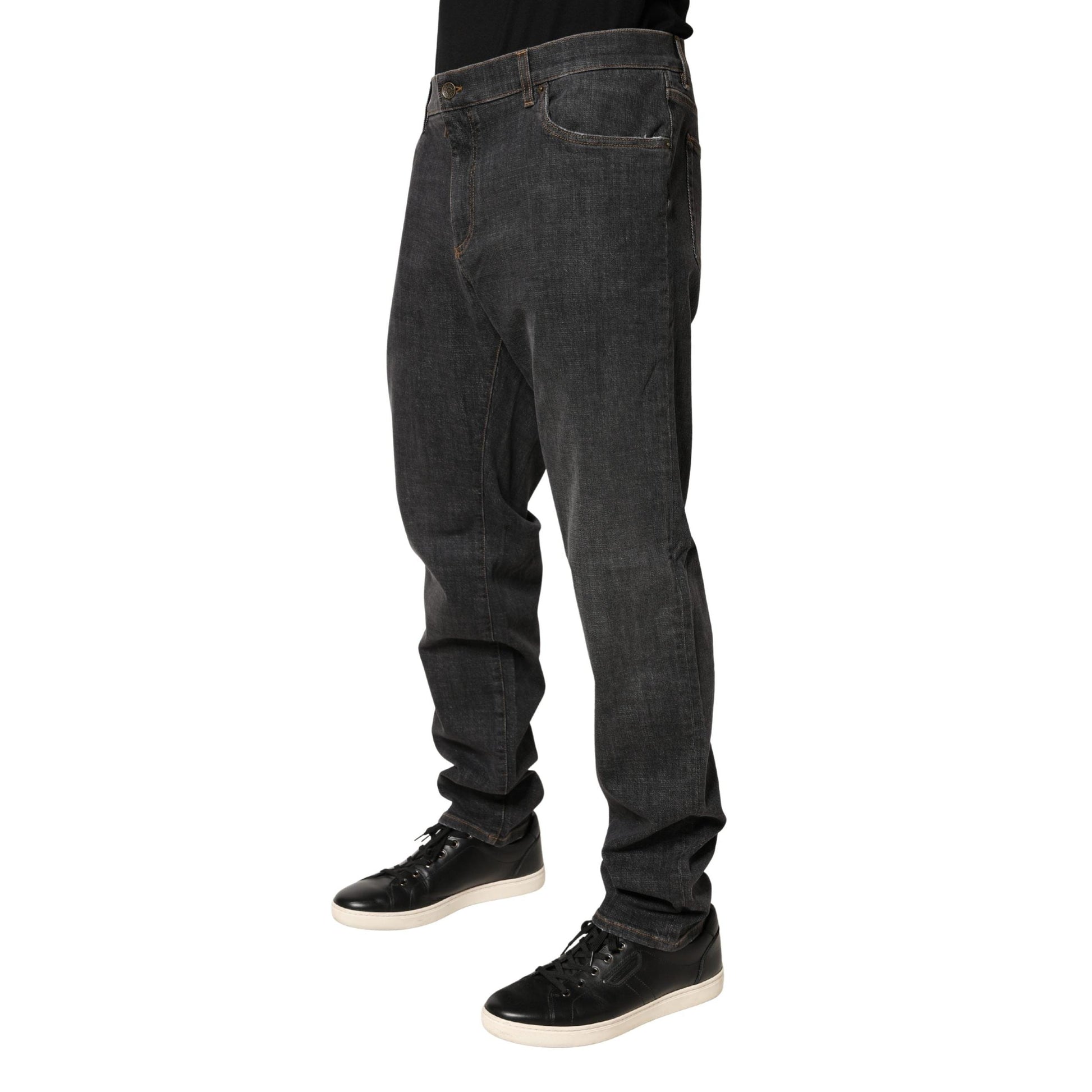 Dolce & Gabbana Dark Gray Slim Fit Cotton Men Denim Jeans