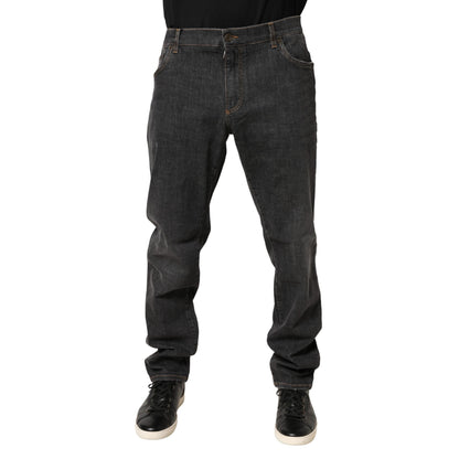 Dolce & Gabbana Dark Gray Slim Fit Cotton Men Denim Jeans