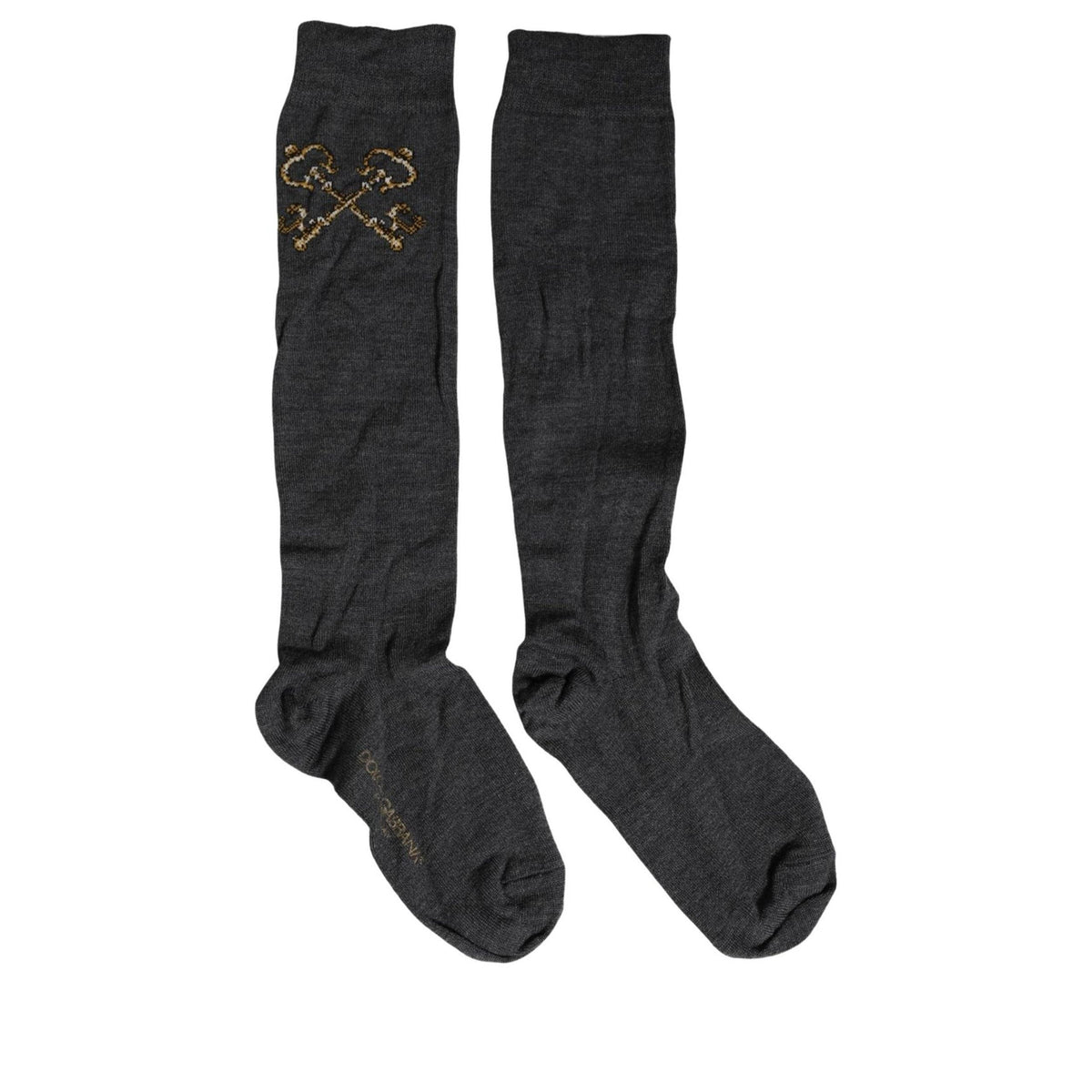 Dolce & Gabbana Dark Gray Wool Over The Calf Knee High Accessory Socks