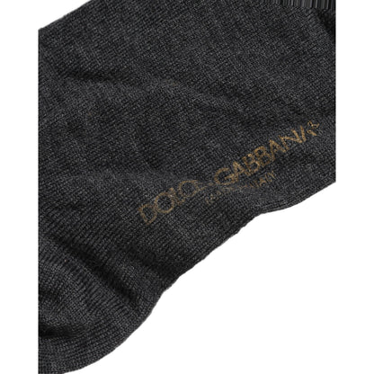 Dolce & Gabbana Dark Gray Wool Over The Calf Knee High Accessory Socks