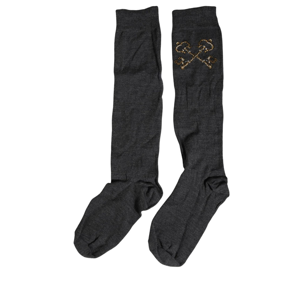 Dolce & Gabbana Dark Gray Wool Over The Calf Knee High Accessory Socks